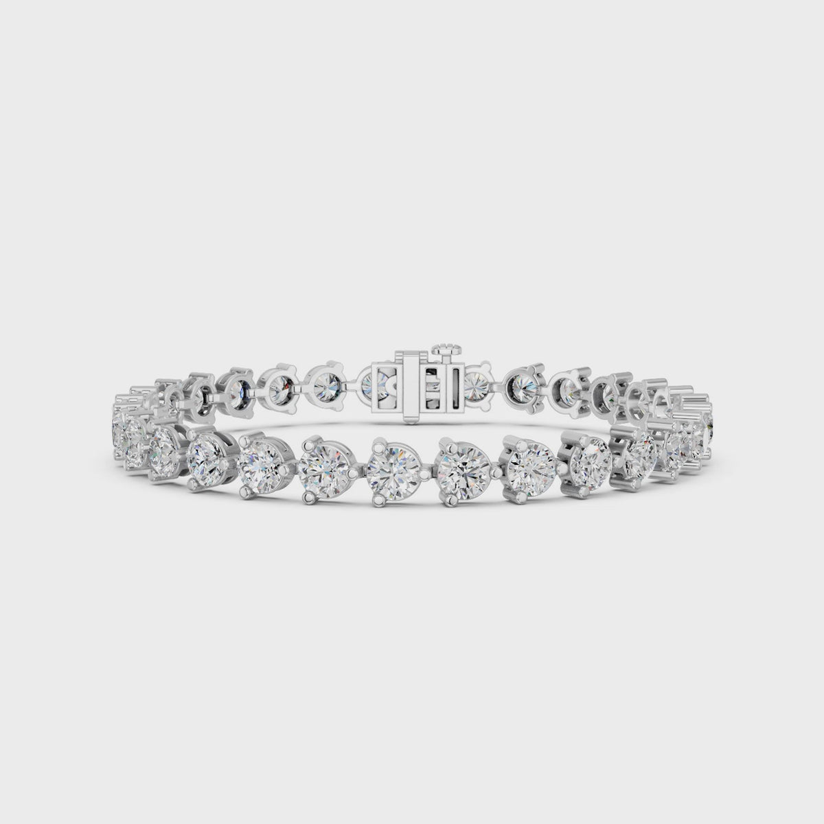 Round Lab Diamond 3 Prong Tennis Bracelet in 14K White Gold – video