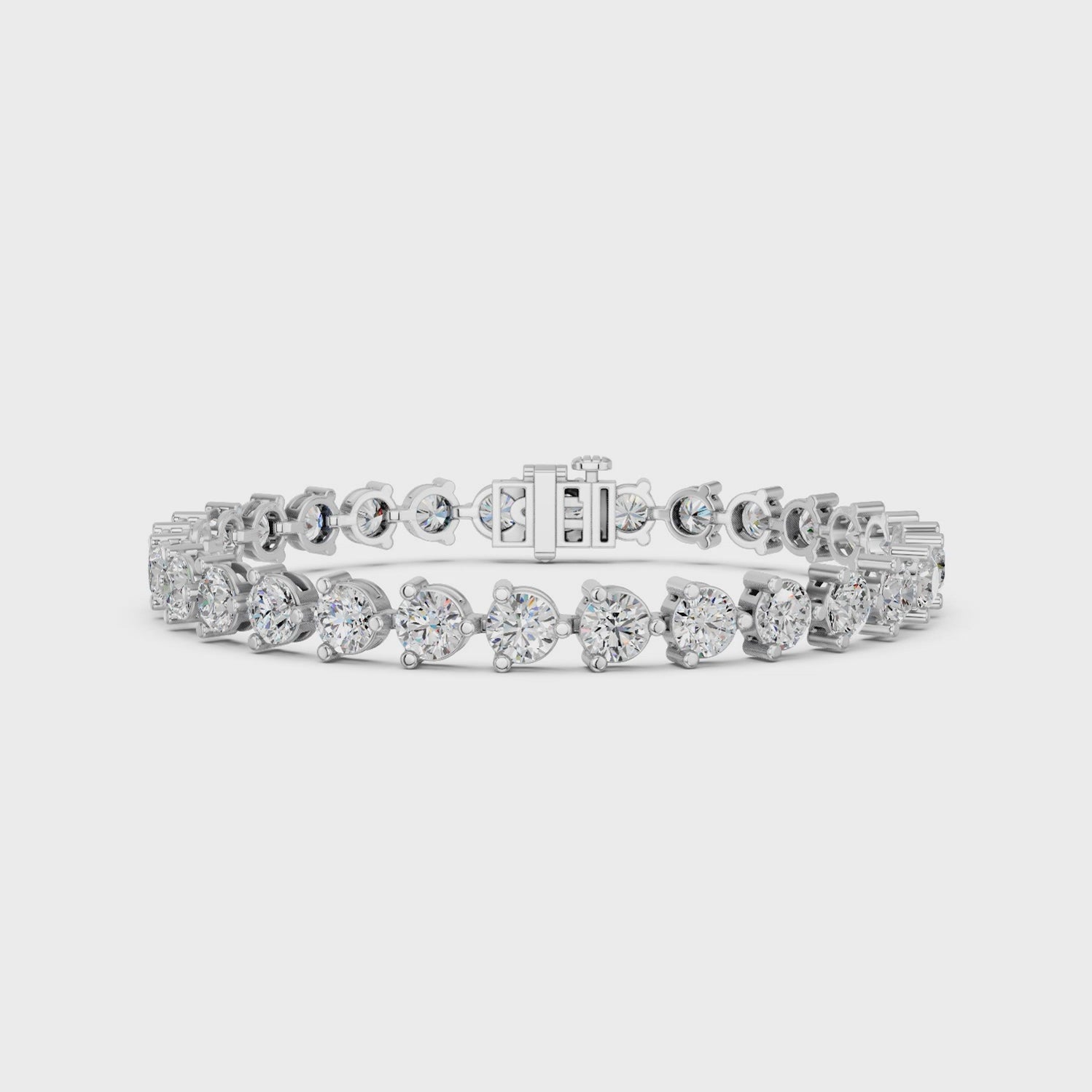 Round Lab Diamond 3 Prong Tennis Bracelet in 14K White Gold – video
