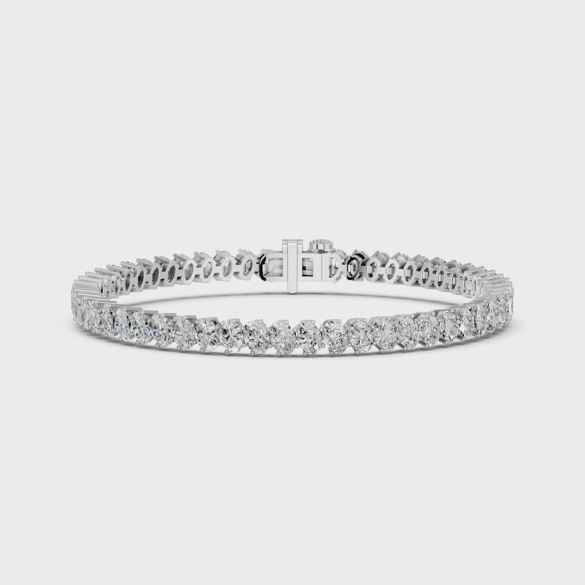 Angled Oval Lab Diamond Tennis Bracelet in 14K White Gold – video