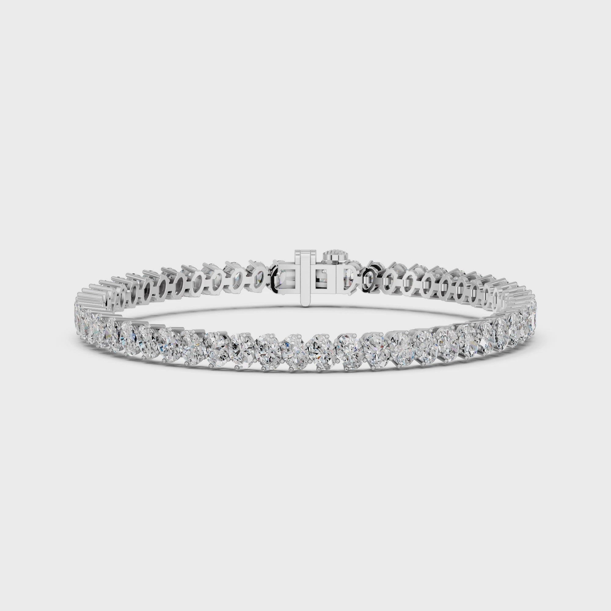 Angled Oval Lab Diamond Tennis Bracelet in 14K White Gold – video