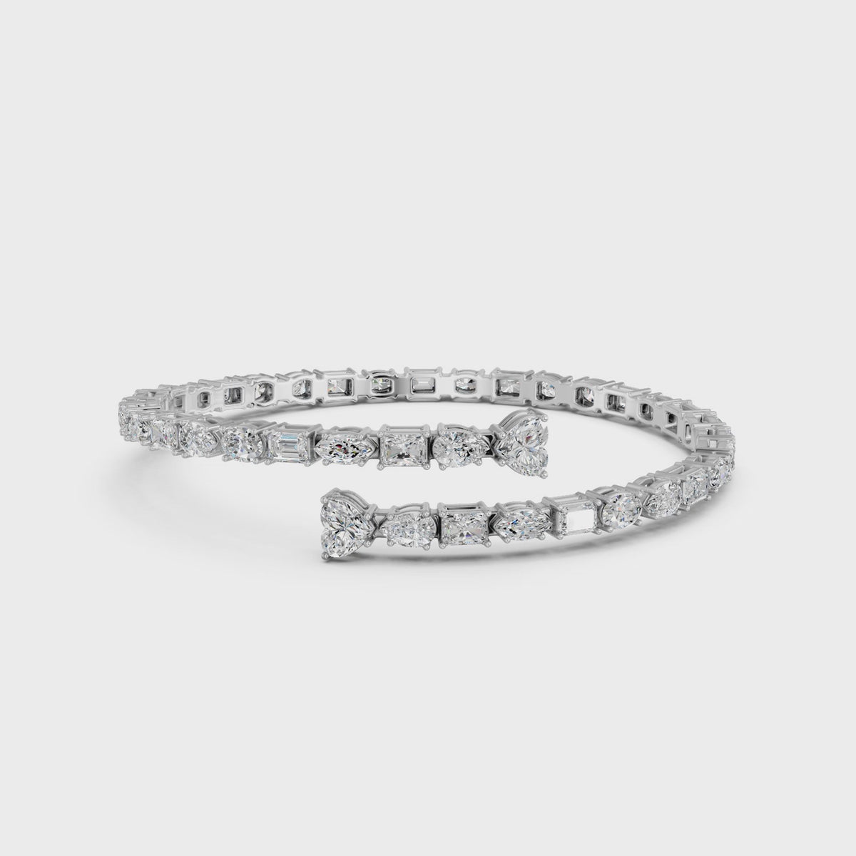 Multi Shapes Lab Diamond Flexible Bracelet in 14K White Gold – video