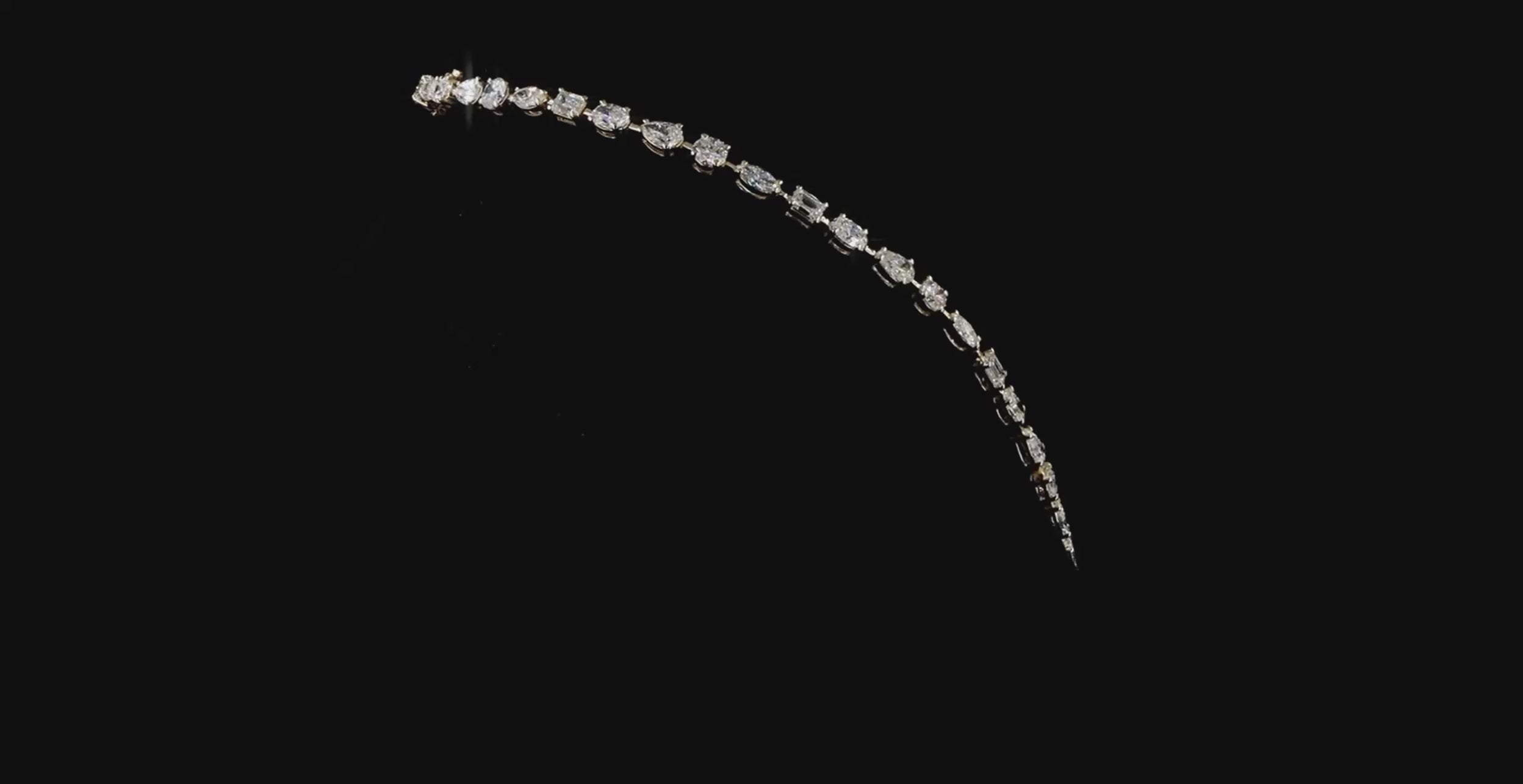 Multishape Diamond necklace on a black background