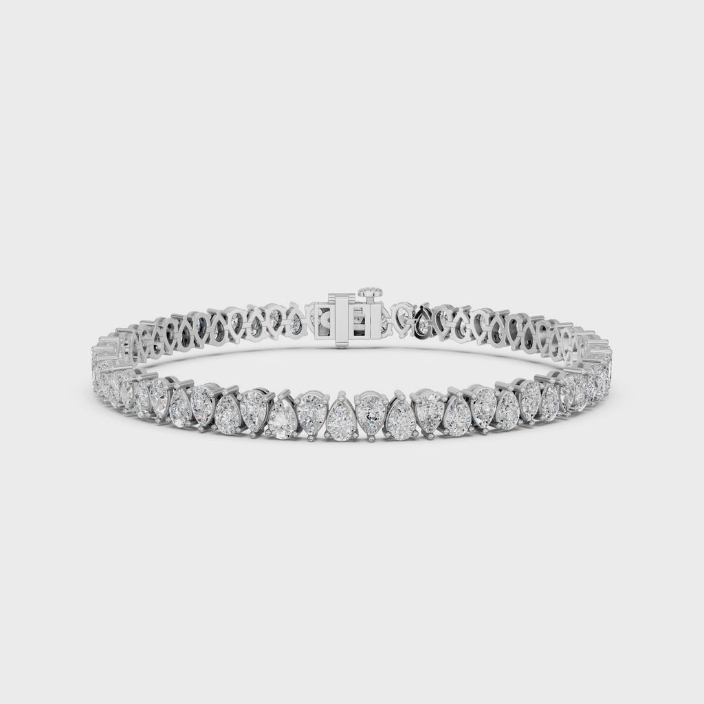 Alternate Pear Shape Lab Diamond  N-S Tennis Bracelet in 14K White Gold – video