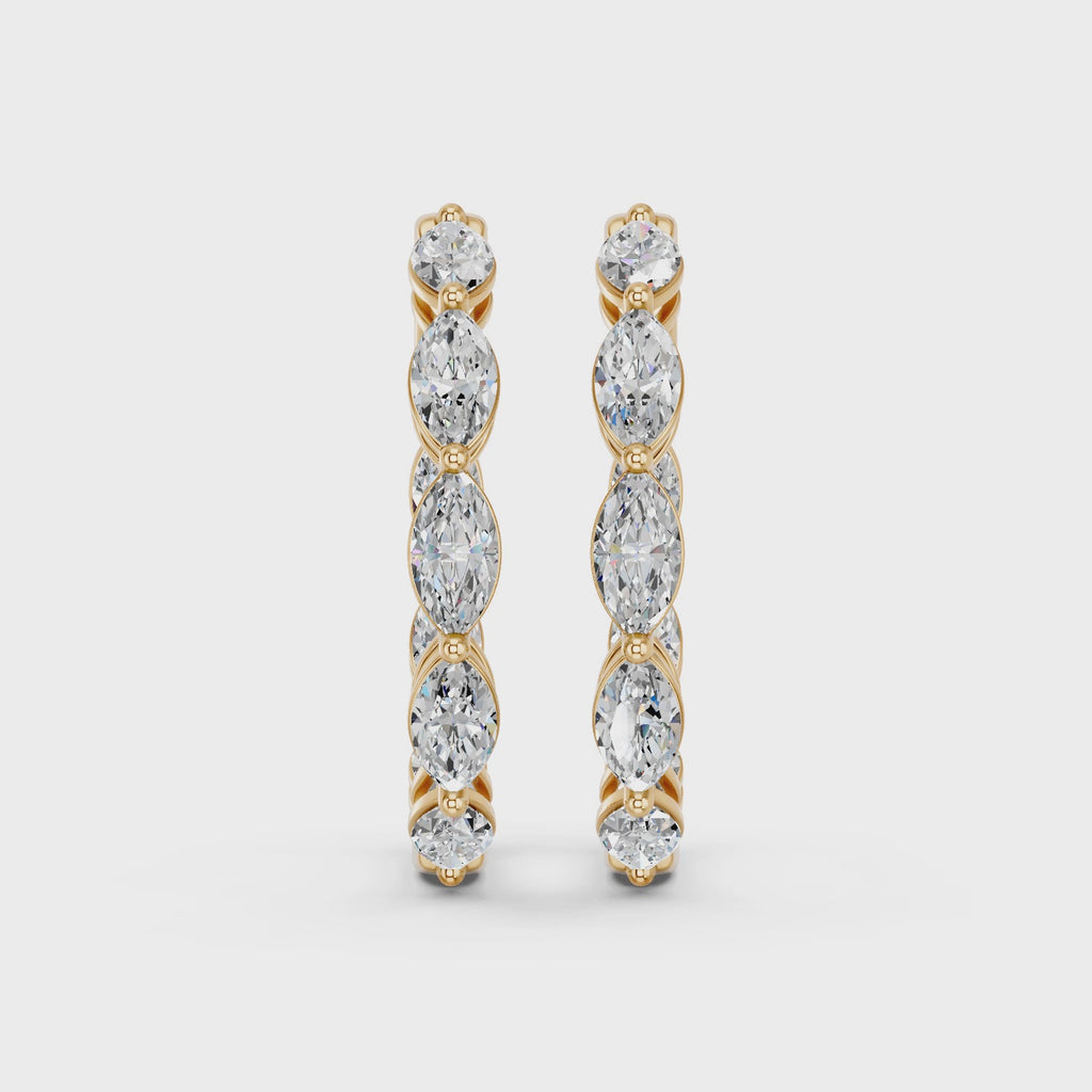 Rmarquise Lab Diamond Inside-Out Hoop Earring in 14K Yellow Gold – video