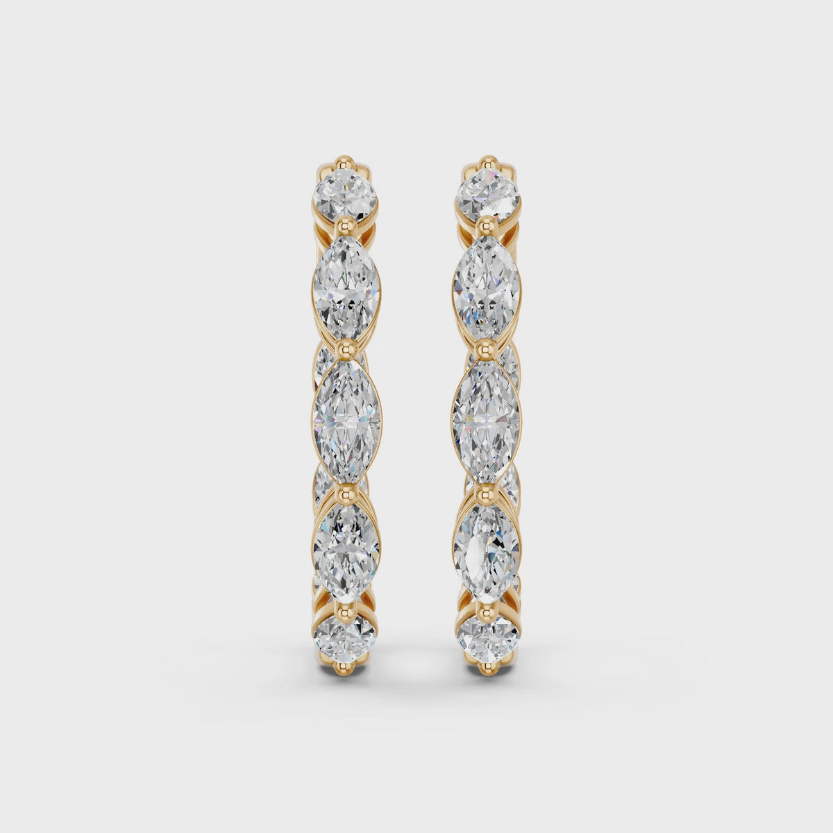 Rmarquise Lab Diamond Inside-Out Hoop Earring in 14K Yellow Gold – video