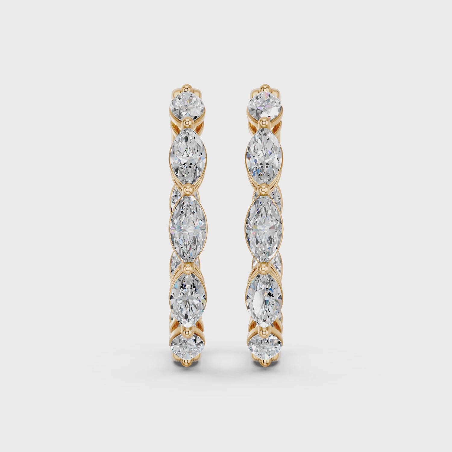 Rmarquise Lab Diamond Inside-Out Hoop Earring in 14K Yellow Gold – video