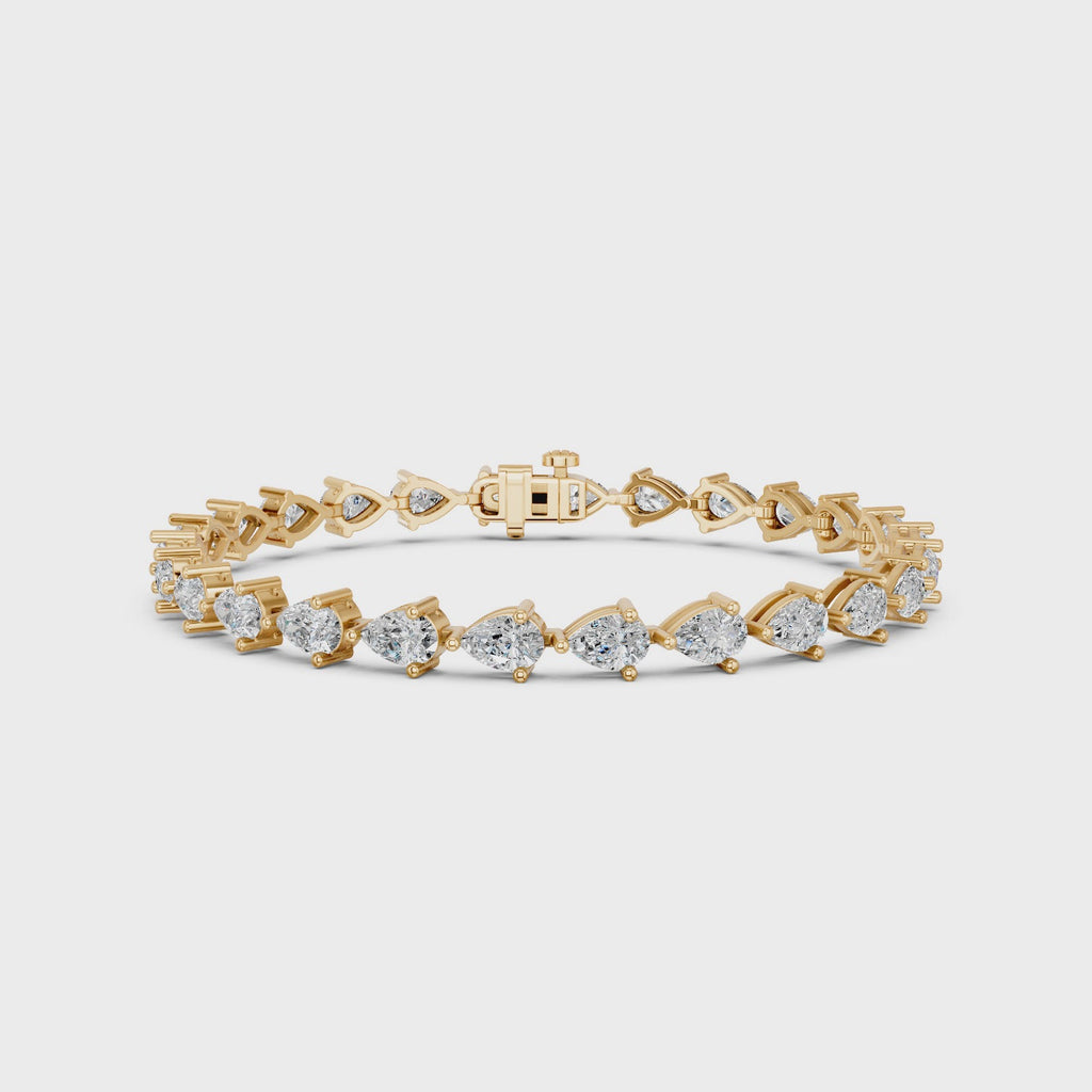 Pear Lab Diamond E-W Tennis Bracelet in 14K Yellow Gold – video