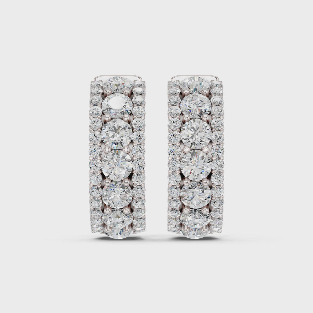 Round Lab Diamond Hoop Earring in 14K White Gold – video