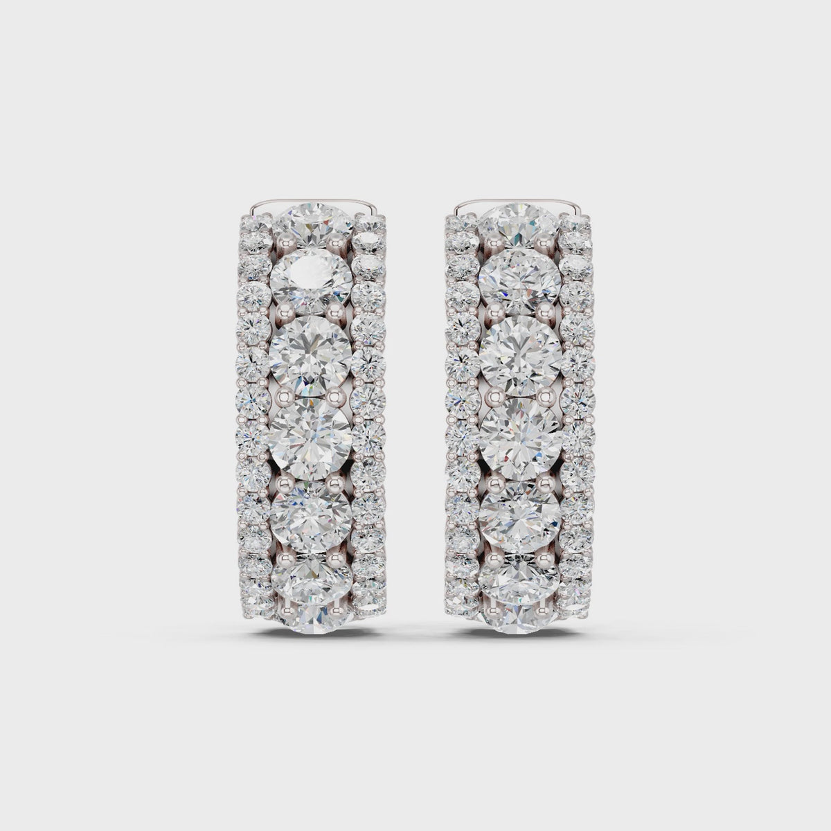 Round Lab Diamond Hoop Earring in 14K White Gold – video