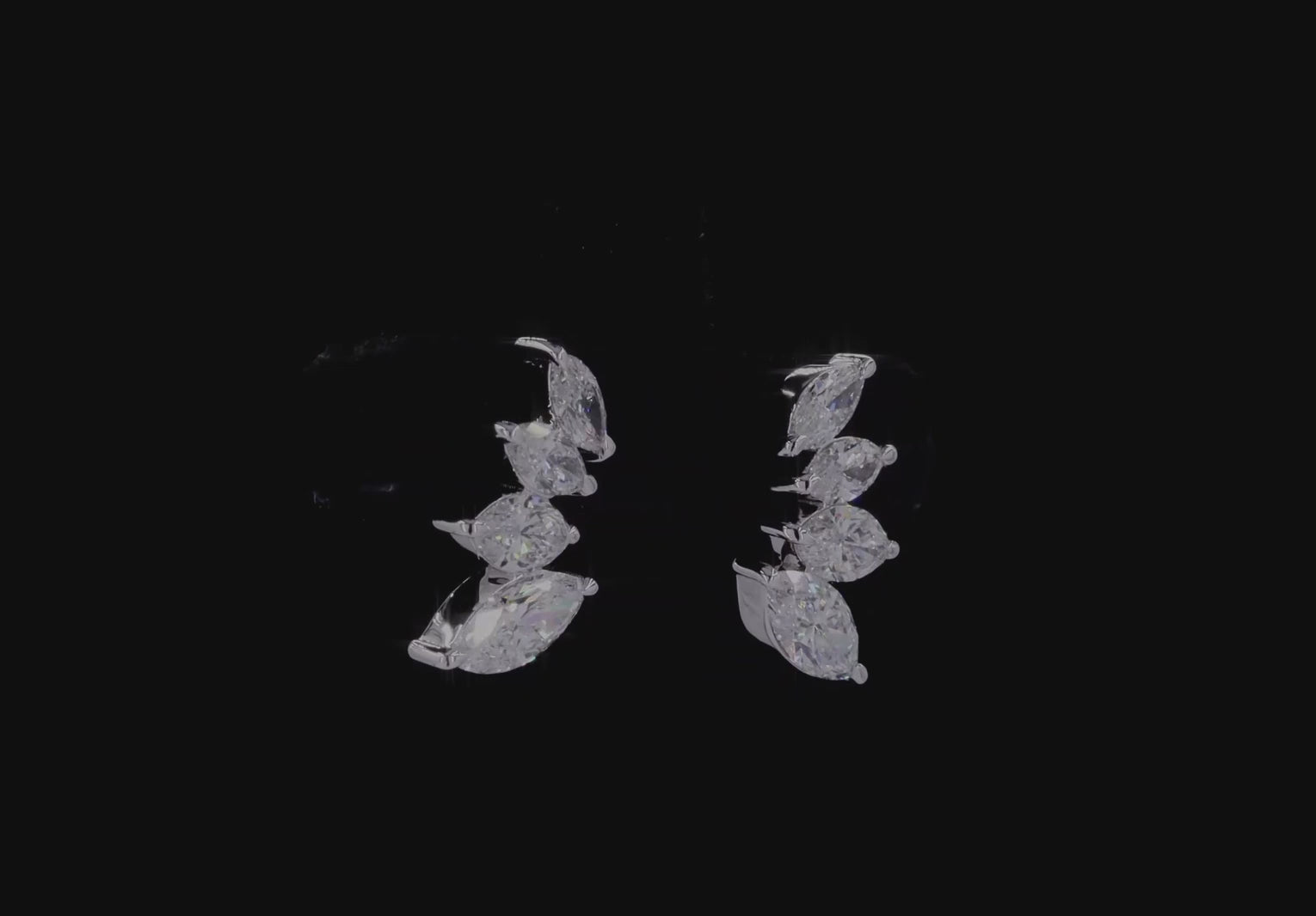 Marquise Diamond Cuff Earrings on 14k White Gold