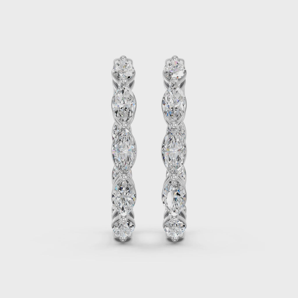 Rmarquise Lab Diamond Inside-Out Hoop Earring in 14K White Gold – video