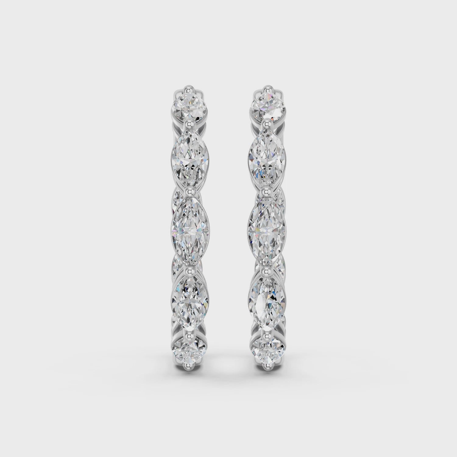 Rmarquise Lab Diamond Inside-Out Hoop Earring in 14K White Gold – video