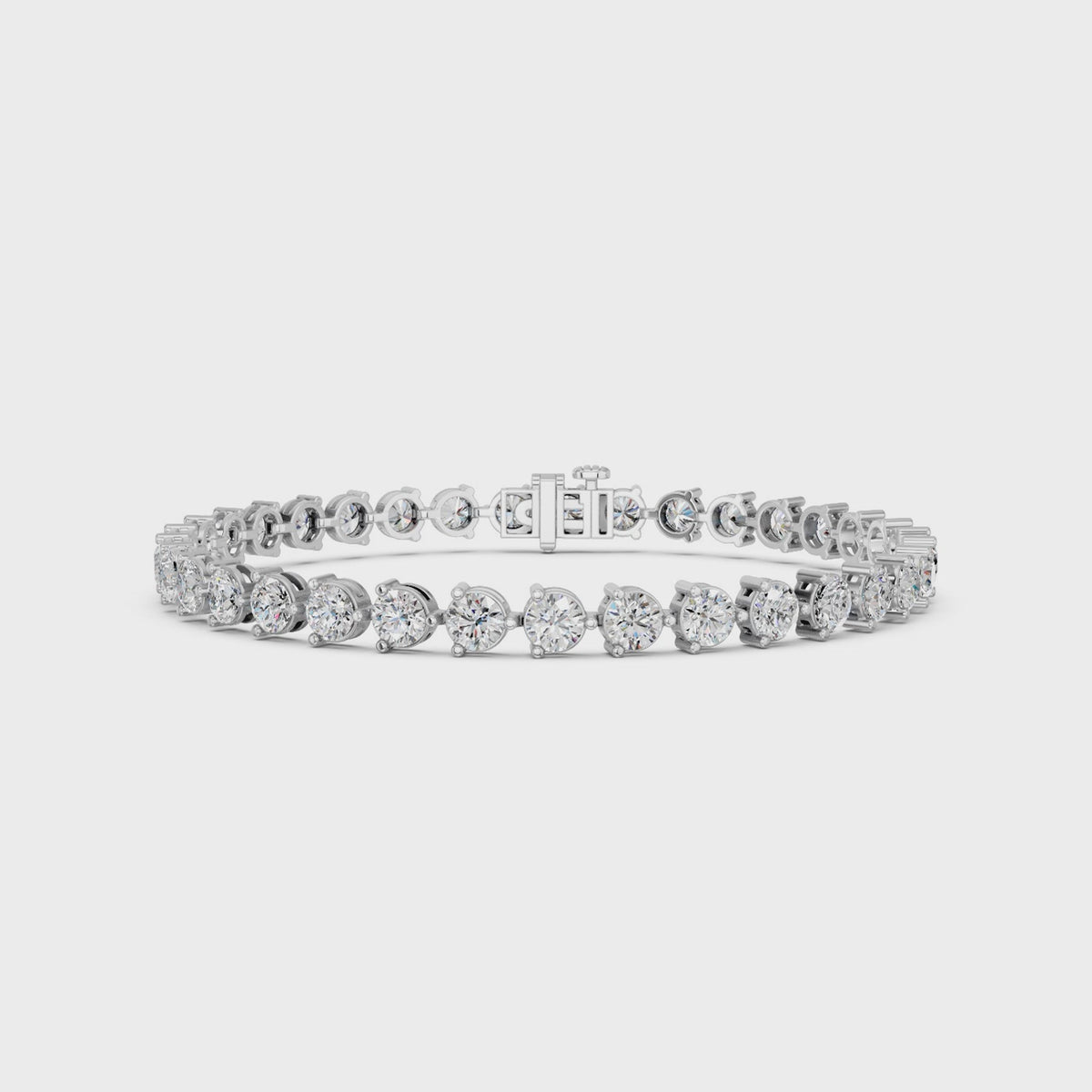Round Lab Diamond 3 Prong Tennis Bracelet in 14K White Gold – video