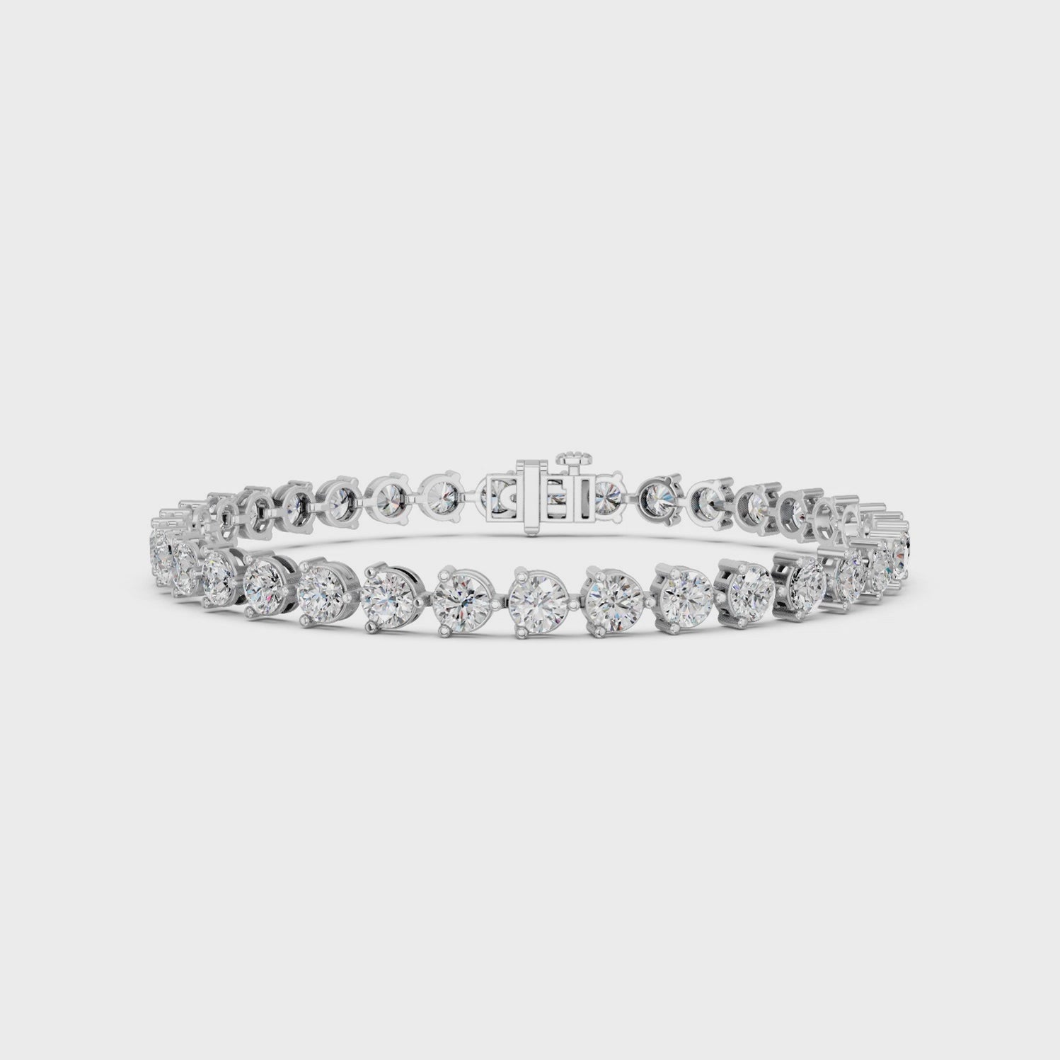 Round Lab Diamond 3 Prong Tennis Bracelet in 14K White Gold – video