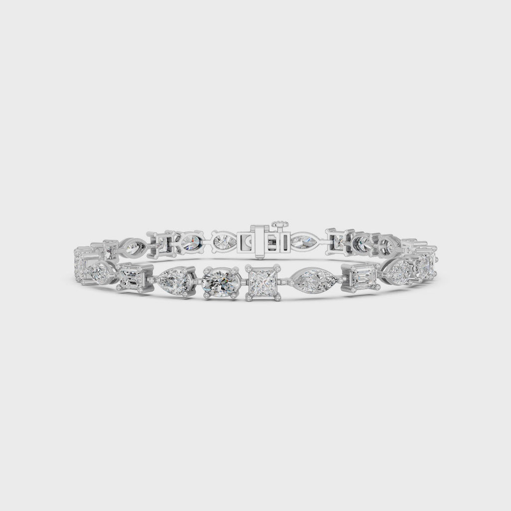 Multi Shape Lab Diamond Line Bracelet in 14K White Gold – video