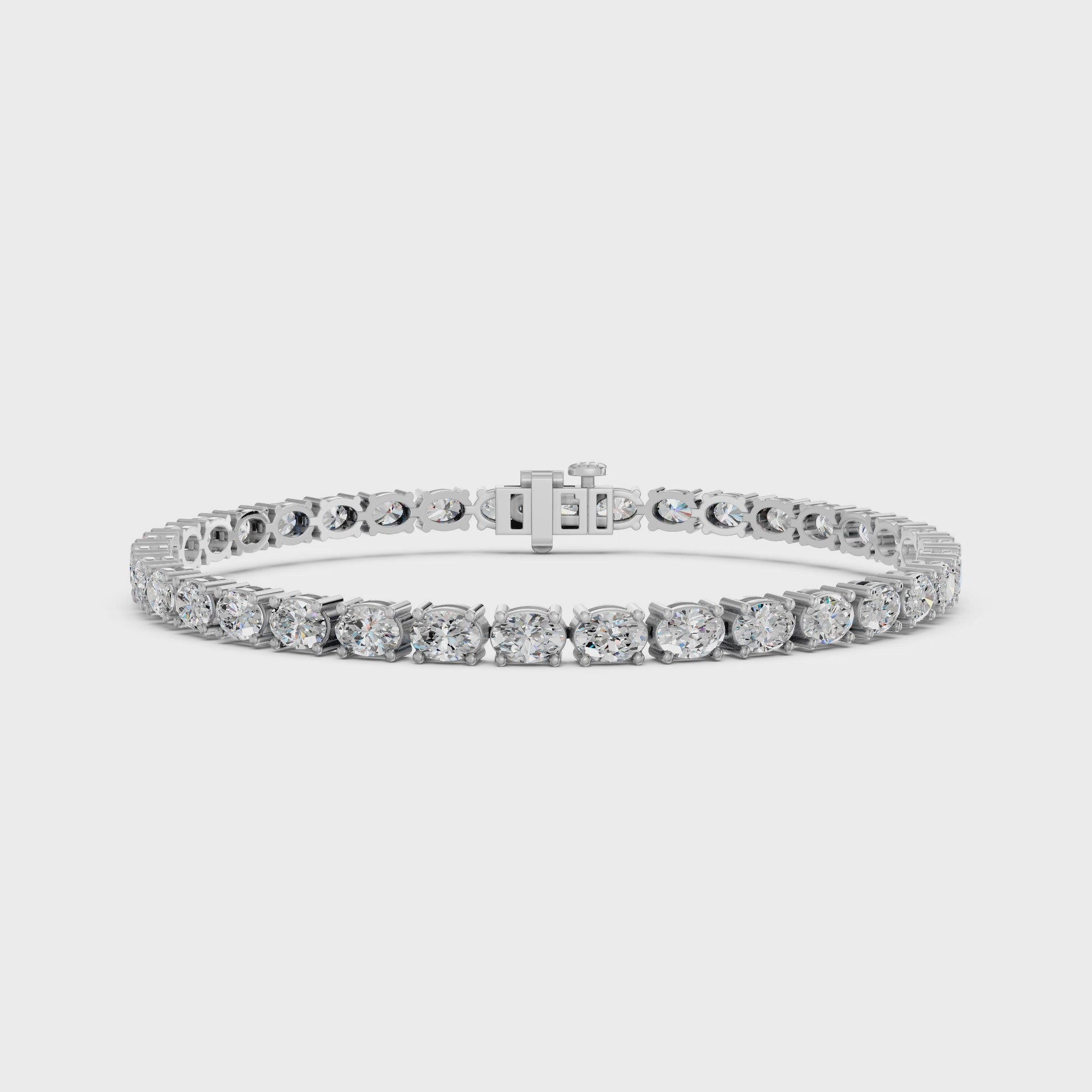 Oval Lab Diamond E-W Tennis Bracelet in 14K White Gold – video