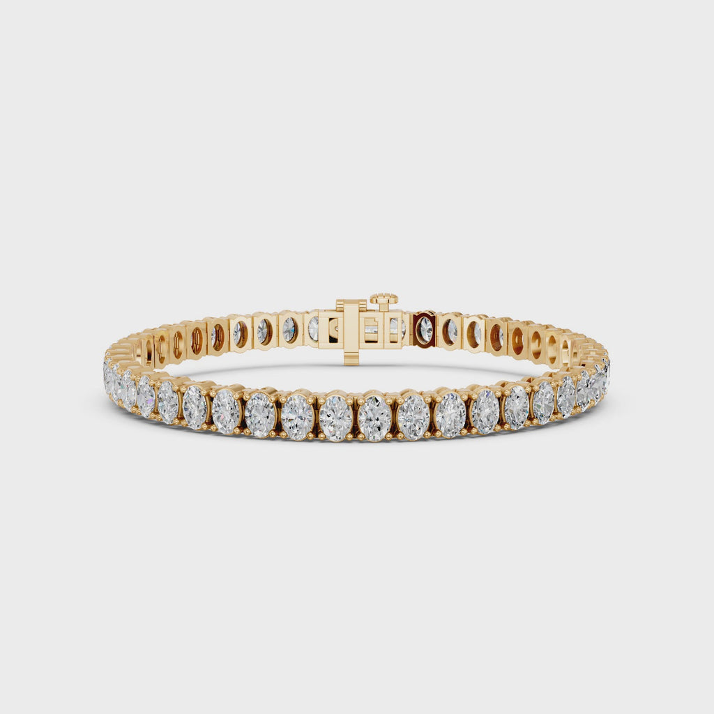 Oval Lab Diamond N-S Tennis Bracelet in 14K Yellow Gold – video
