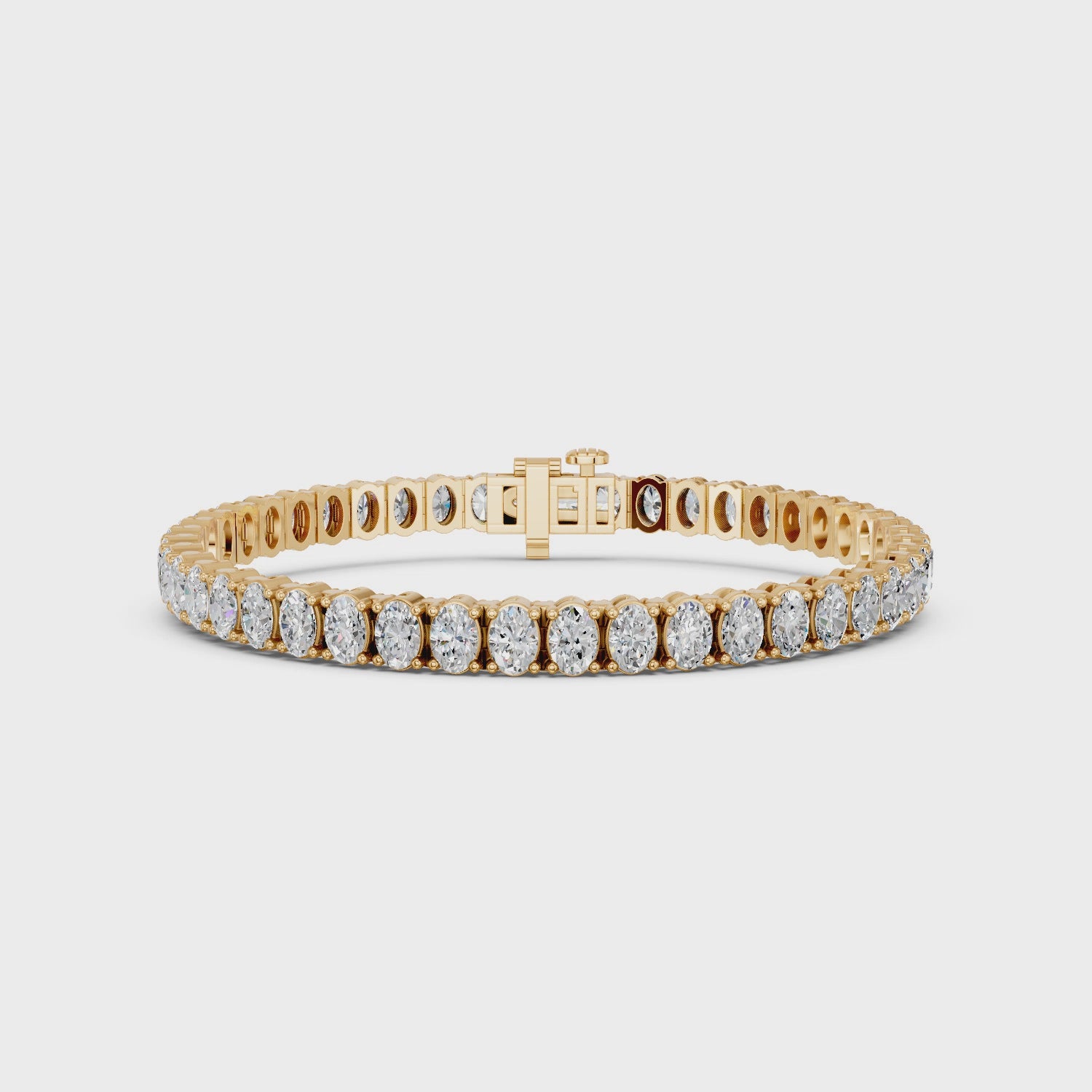 Oval Lab Diamond N-S Tennis Bracelet in 14K Yellow Gold – video