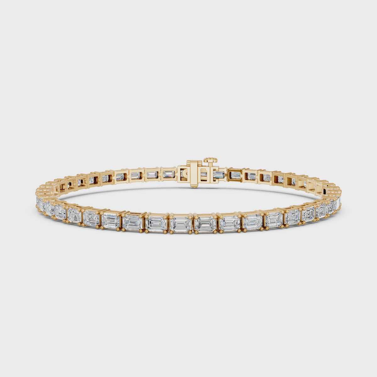 Emerald Cut Lab Diamond E-W Tennis Bracelet in 14K Yellow Gold – video