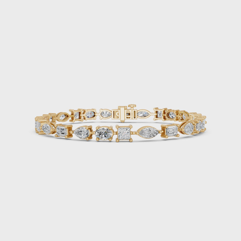 Multi Shape Lab Diamond Line Bracelet in 14K Yellow Gold – video