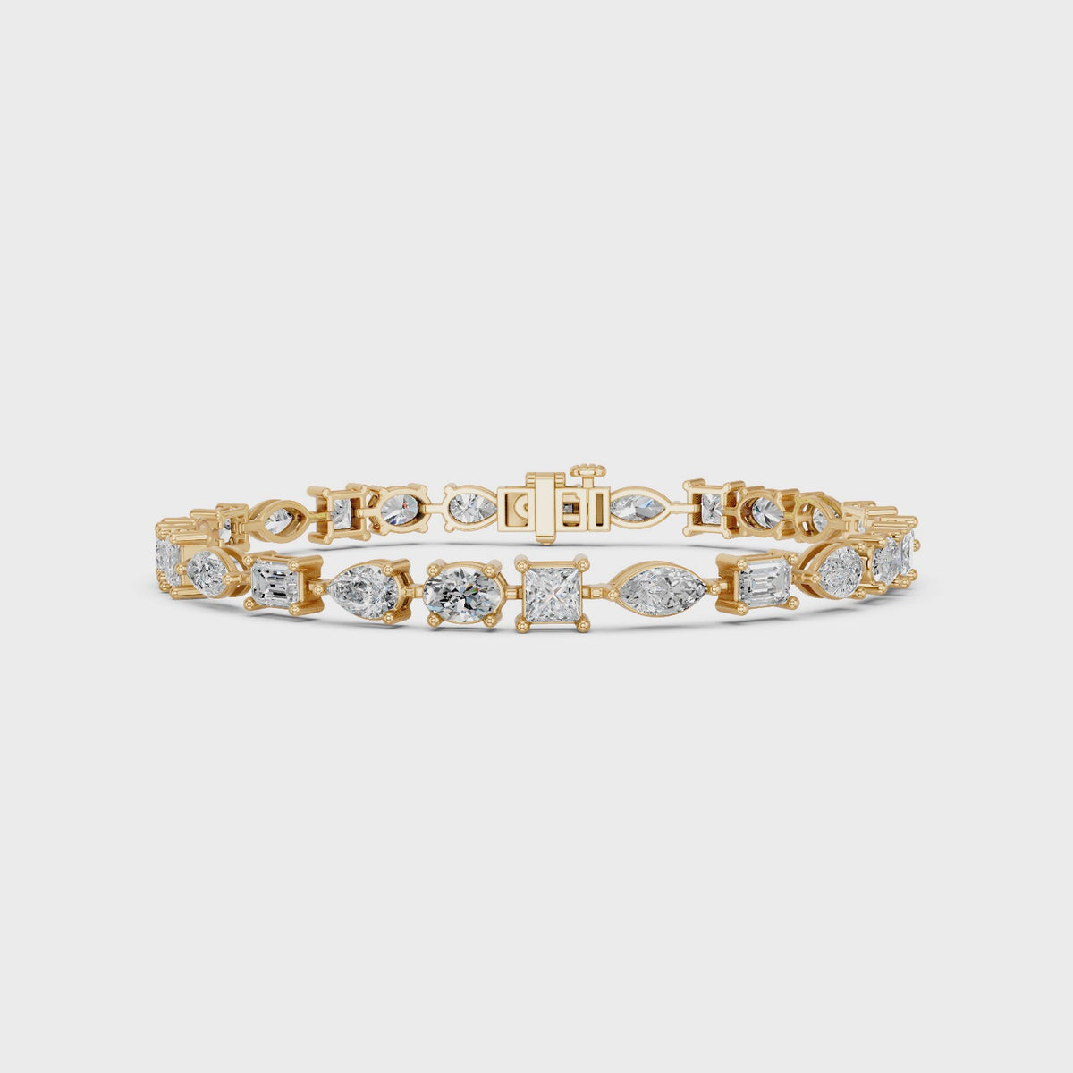 Multi Shape Lab Diamond Line Bracelet in 14K Yellow Gold – video