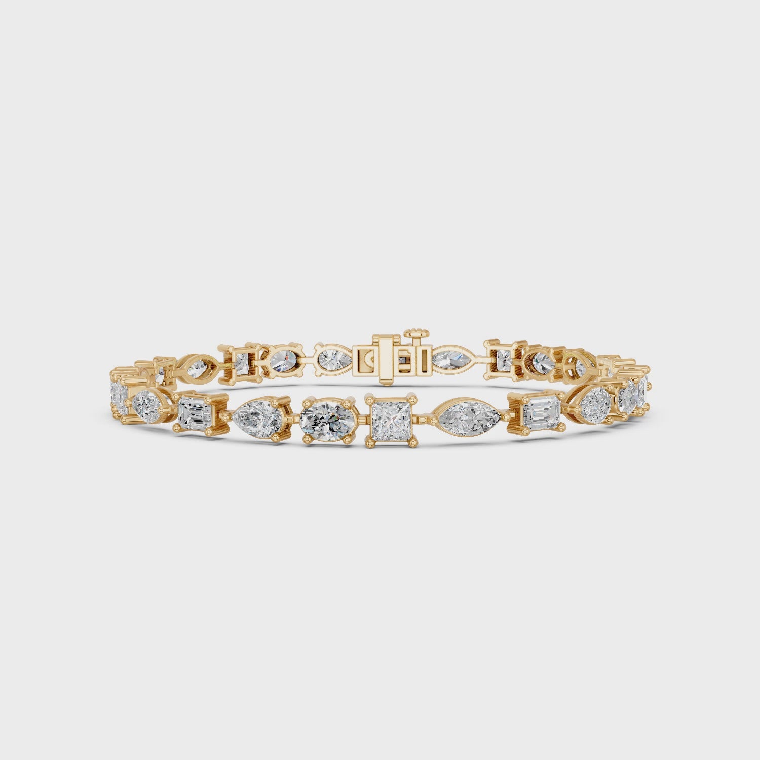 Multi Shape Lab Diamond Line Bracelet in 14K Yellow Gold – video