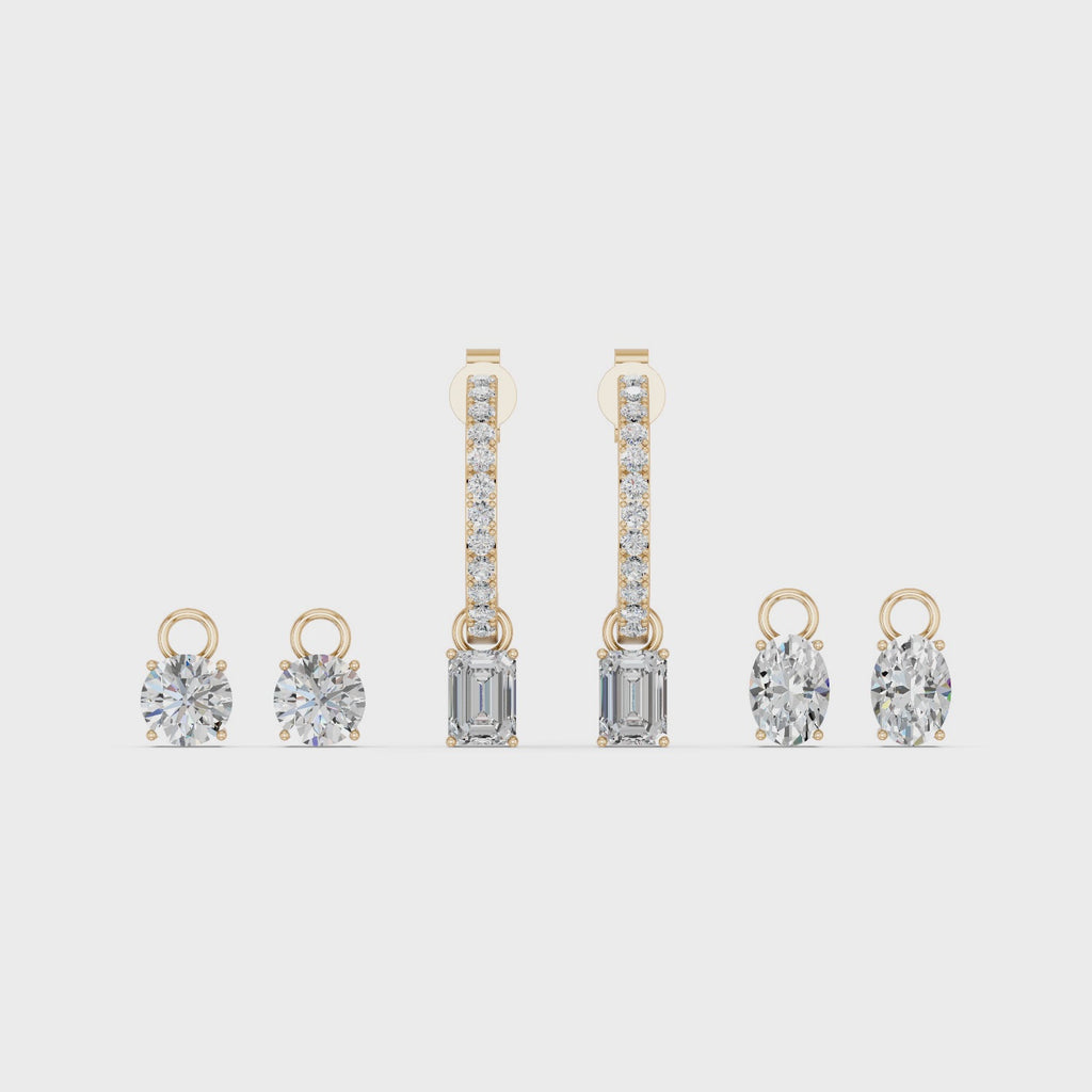 Lab Diamond Interchangeable Half Hoop Earring in 14K Yellow Gold – video