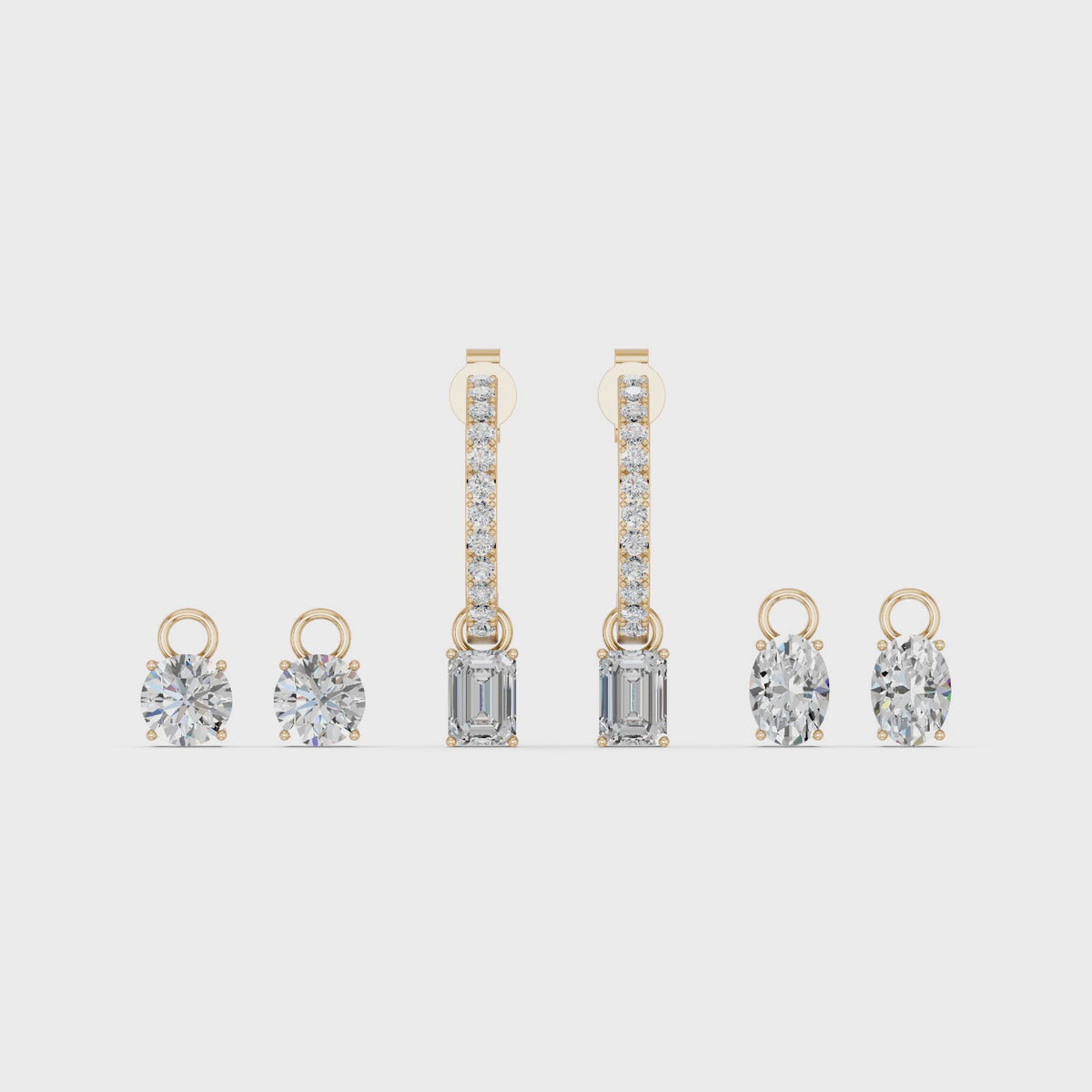 Lab Diamond Interchangeable Half Hoop Earring in 14K Yellow Gold – video