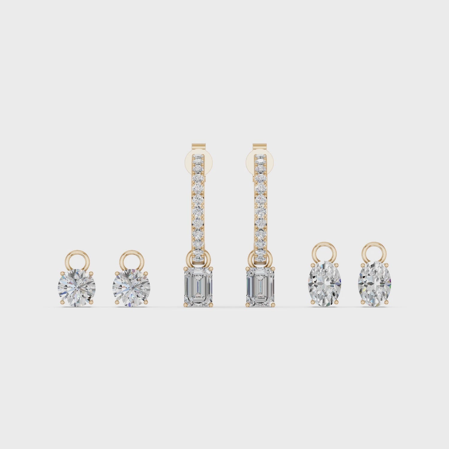 Lab Diamond Interchangeable Half Hoop Earring in 14K Yellow Gold – video