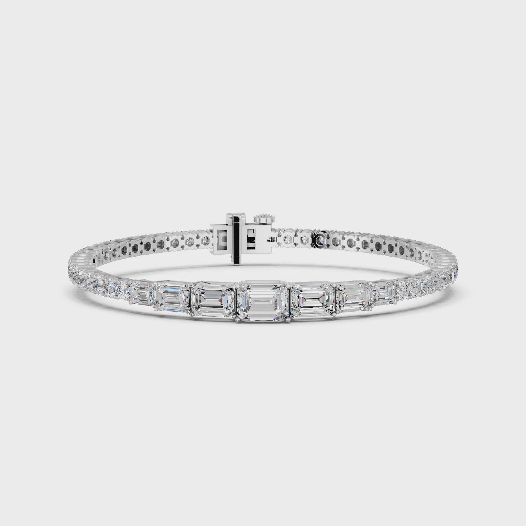 Emerald Cut Lab Diamond Graduating Bracelet in 14K White Gold – video
