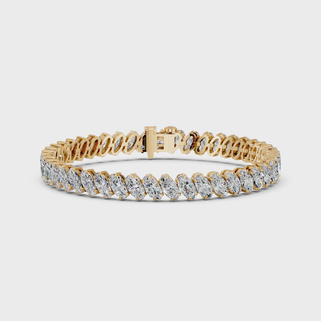 Angled Moval Lab Diamond Tennis Bracelet in 14K Yellow Gold – video