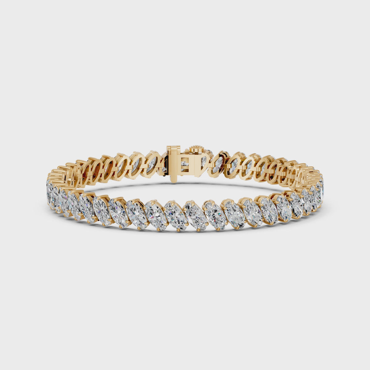 Angled Moval Lab Diamond Tennis Bracelet in 14K Yellow Gold – video
