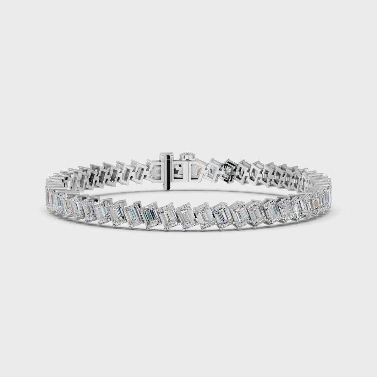 Angled Emerald Cut Lab Diamond Tennis Bracelet in 14K White Gold – video
