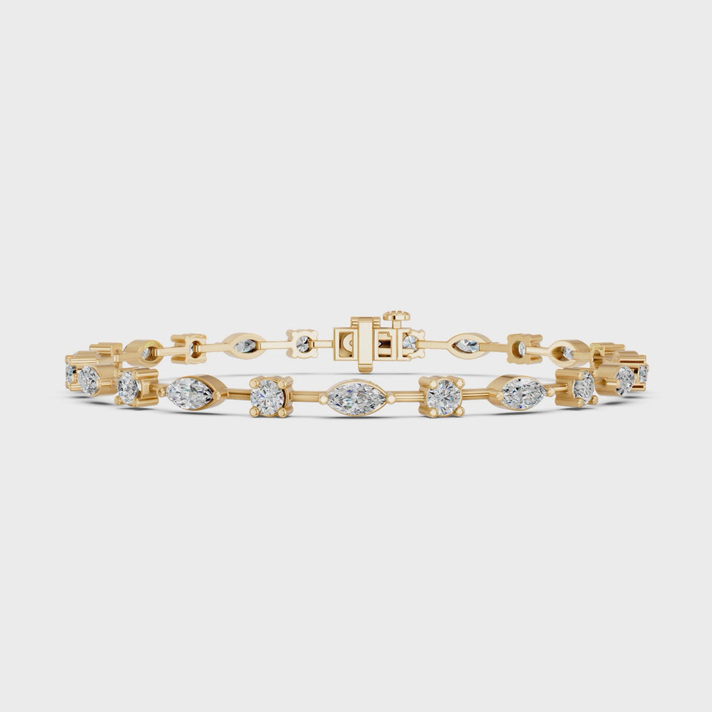 Multi Shape Lab Diamond Stationed Line Bracelet in 14K Yellow Gold – video