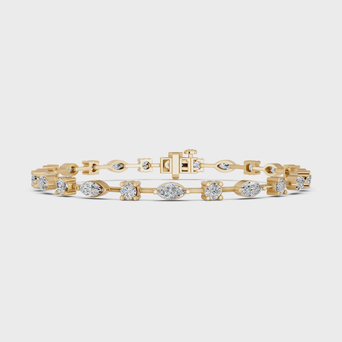 Multi Shape Lab Diamond Stationed Line Bracelet in 14K Yellow Gold – video