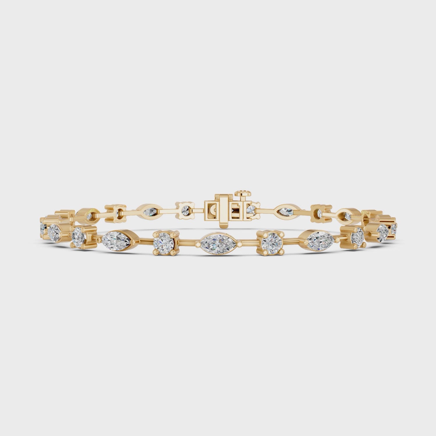 Multi Shape Lab Diamond Stationed Line Bracelet in 14K Yellow Gold – video