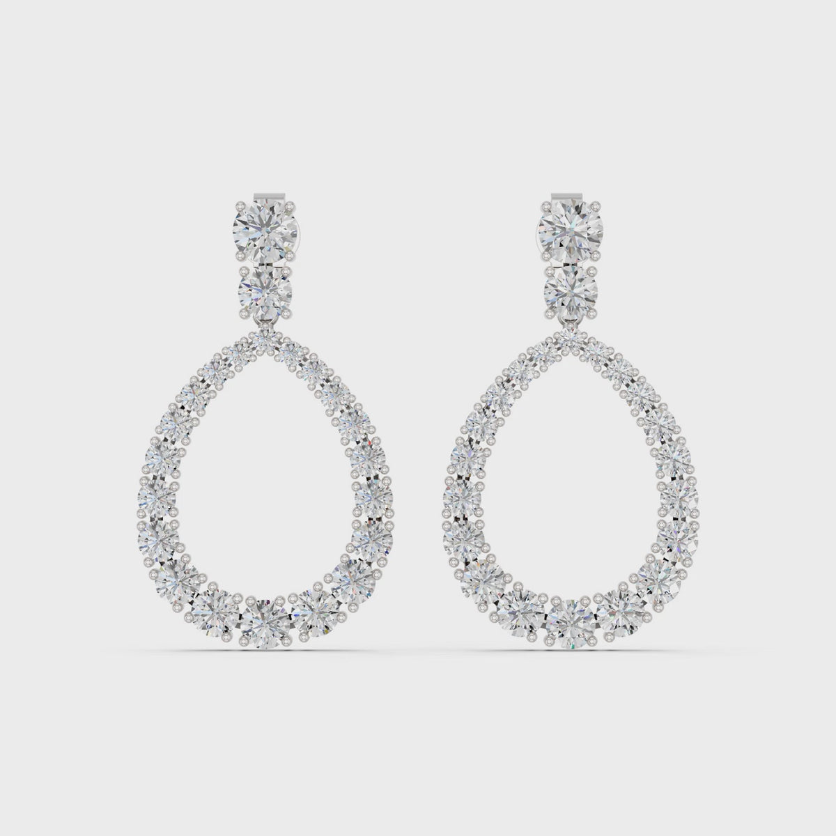 Round Lab Diamond Dangle Drop Earring in 14K White Gold – video
