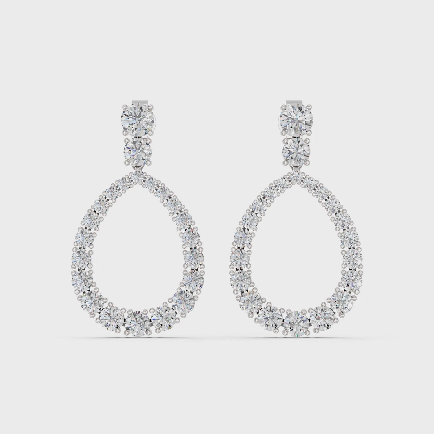 Round Lab Diamond Dangle Drop Earring in 14K White Gold – video