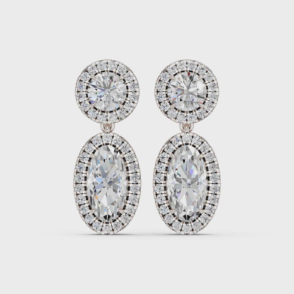 Moval Lab Diamond Dangle Drop Earring in 14K White Gold – video