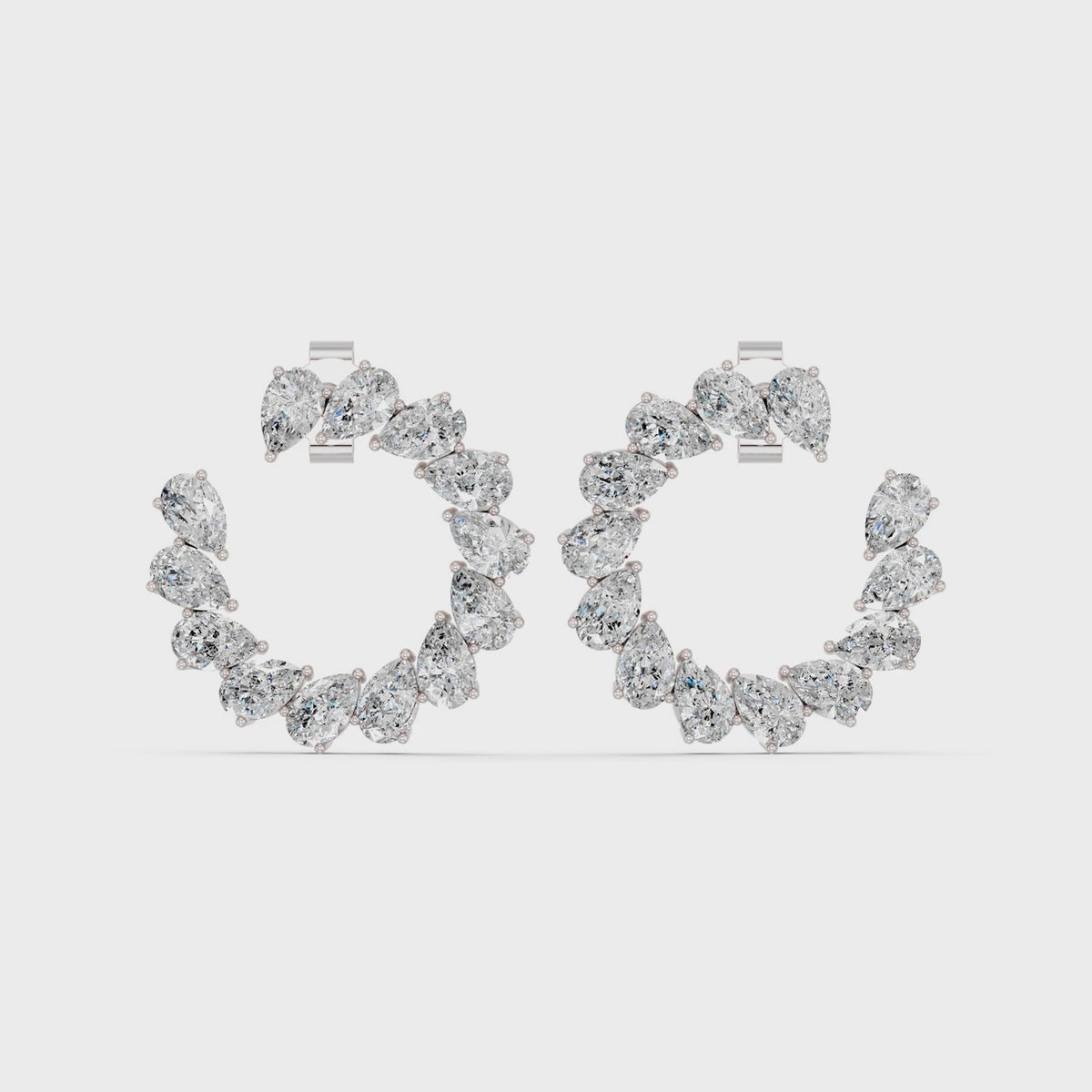 Pear Lab Diamond Front To Back Fashion Earring in 14K White Gold – video