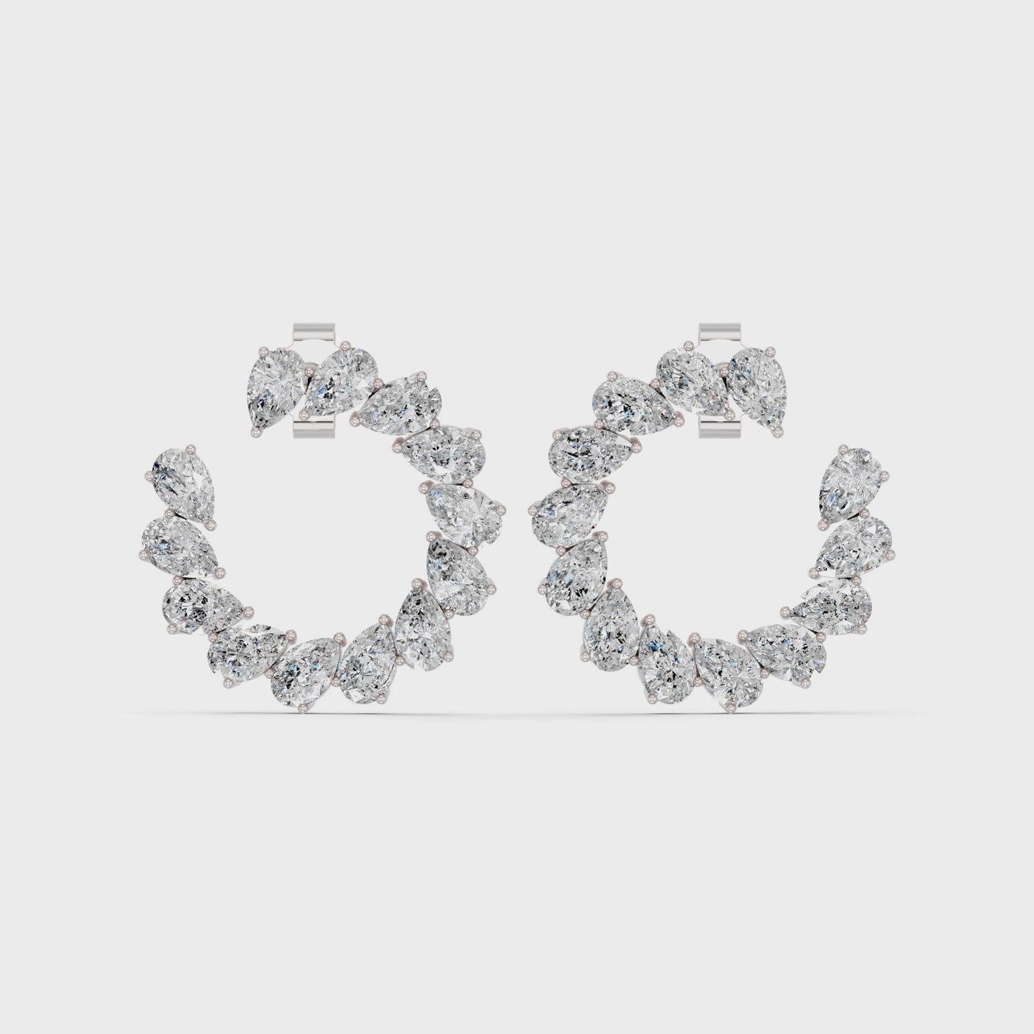 Pear Lab Diamond Front To Back Fashion Earring in 14K White Gold – video