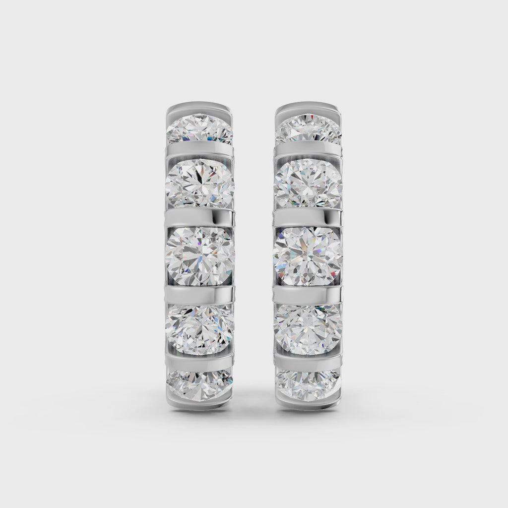 Round Lab Diamond 5 Stone Hoop Earring in 14K White Gold – video