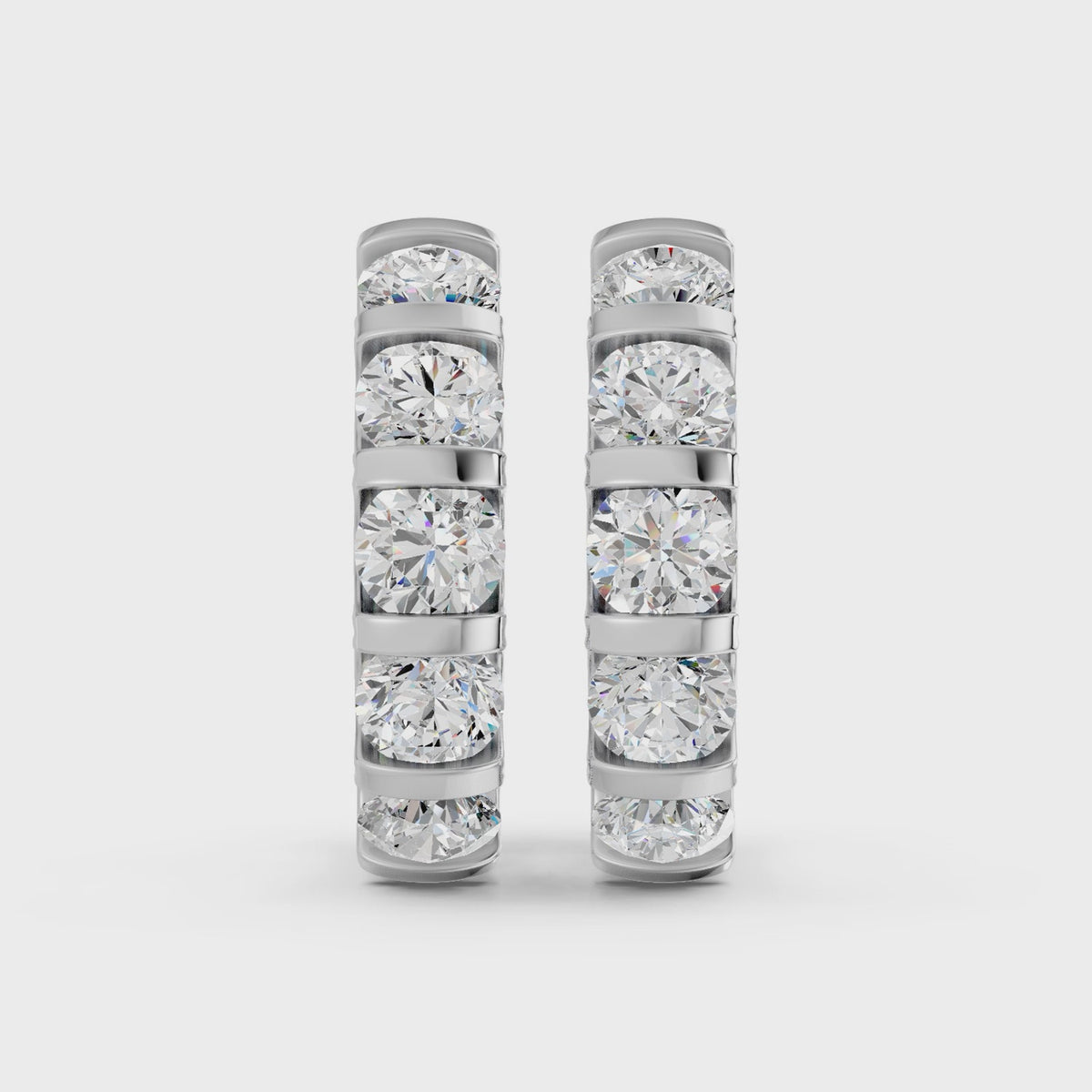 Round Lab Diamond 5 Stone Hoop Earring in 14K White Gold – video