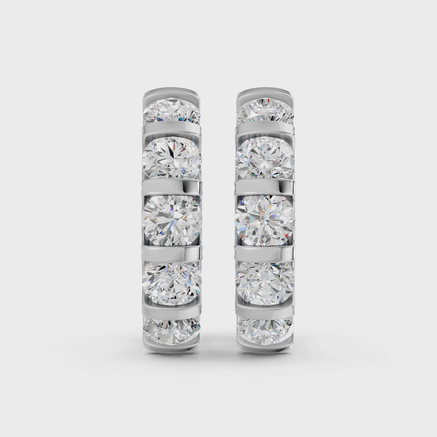 Round Lab Diamond 5 Stone Hoop Earring in 14K White Gold – video