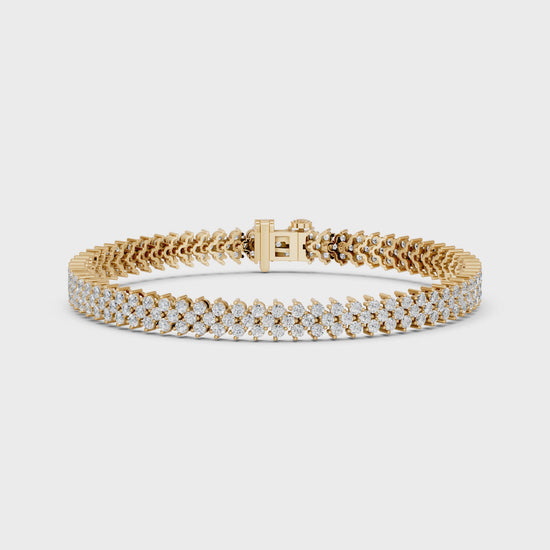 Round Lab Diamond Chevron Tennis Bracelet in 14K Yellow Gold – video