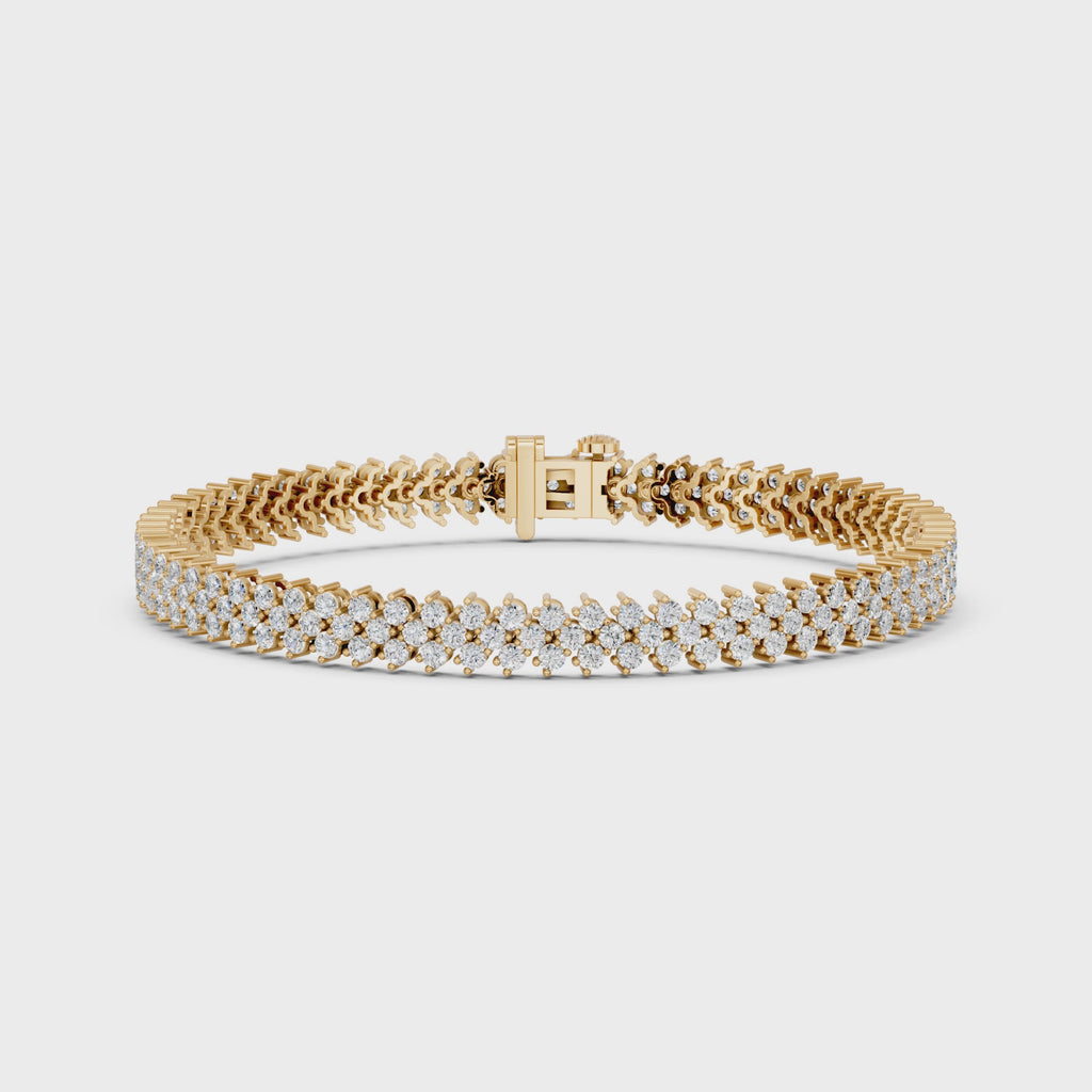 Round Lab Diamond Chevron Tennis Bracelet in 14K Yellow Gold – video