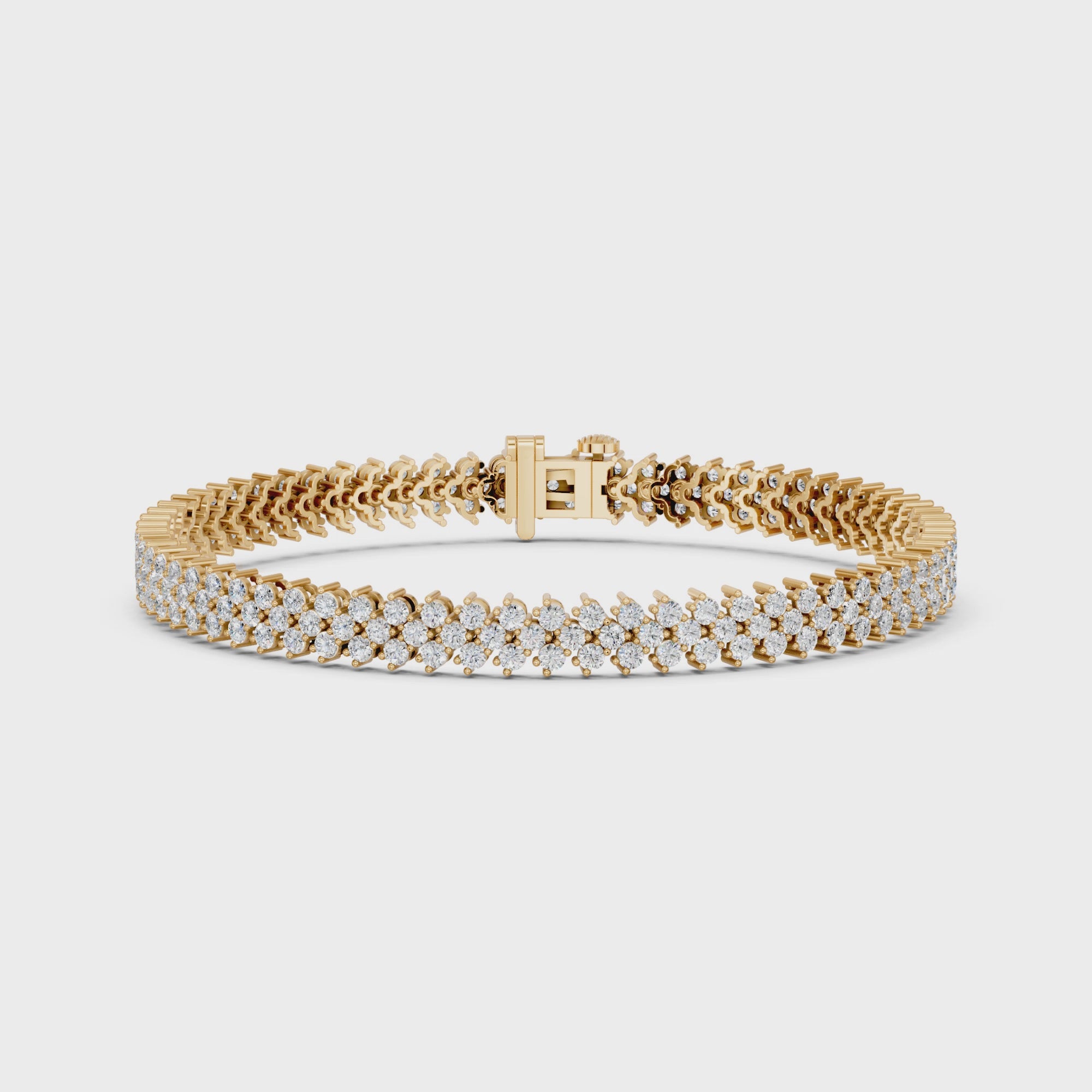 Round Lab Diamond Chevron Tennis Bracelet in 14K Yellow Gold – video