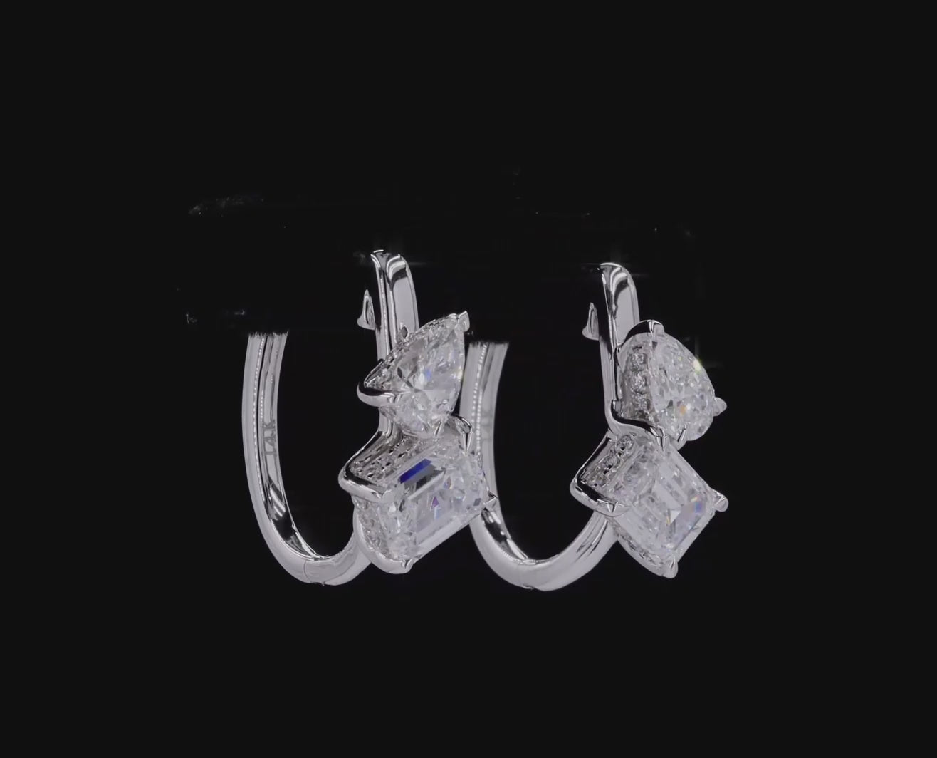 3 CT Toi et Moi HOOP EARRINGS 14K GOLD