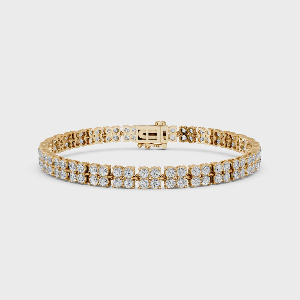 Round Lab Diamond Flower Fashion Bracelet in 14K Yellow Gold – video