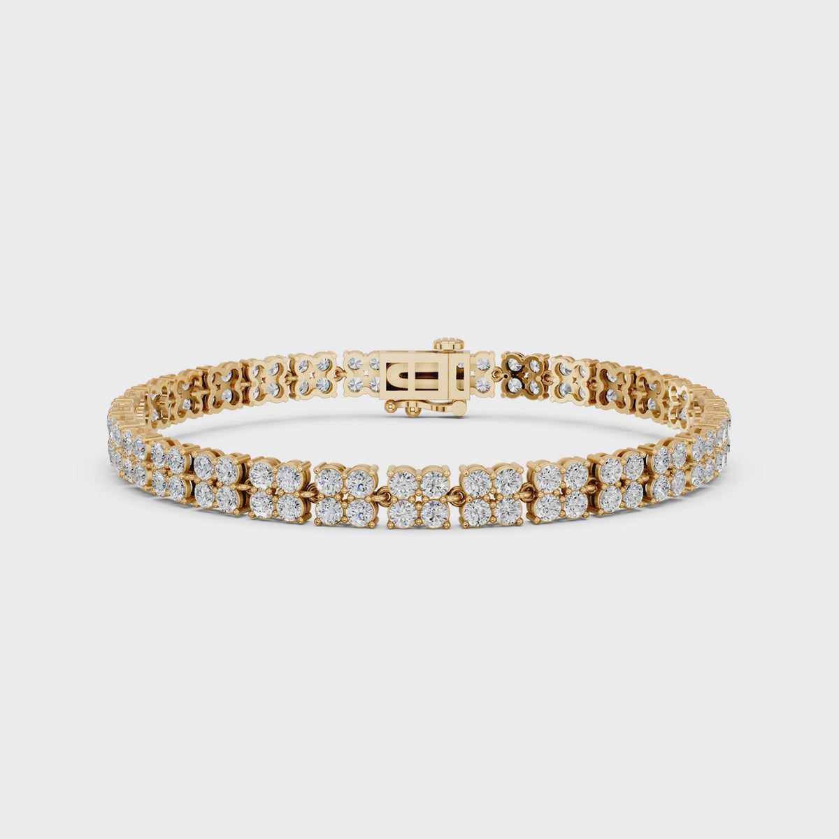 Round Lab Diamond Flower Fashion Bracelet in 14K Yellow Gold – video